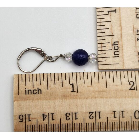 Monet Fiery Sapphire Blue Rhinestone Glass Bead Clear AB Chez Bead Necklace Set - Picture 8 of 11